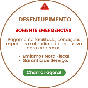 Imagem com texto de  chamada de emergência para desentupimento