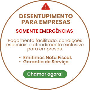 Imagem com texto de  chamada de emergência para desentupimento