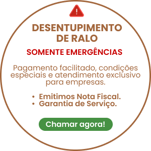 Imagem com texto de  chamada de emergência para desentupimento